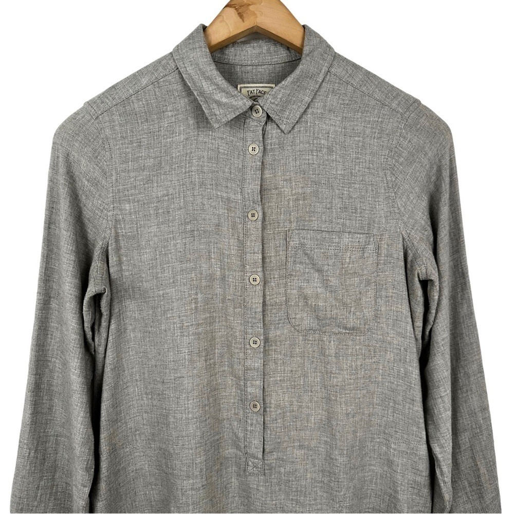 FAT FACE Long Minimalist Slub Cotton Popover - Picture 7 of 10